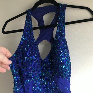 Adrianna papell Blue Sequined E Live from the Red Carpet Maxi dress size 2